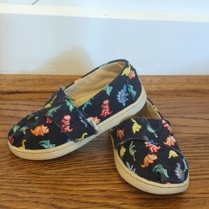 Kids Dinosaur Print Slip-On Shoes - Black